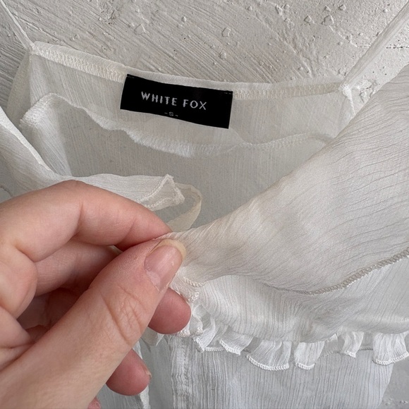 White Fox Boutique sheer white ruffle tie tank top - Picture 5 of 10